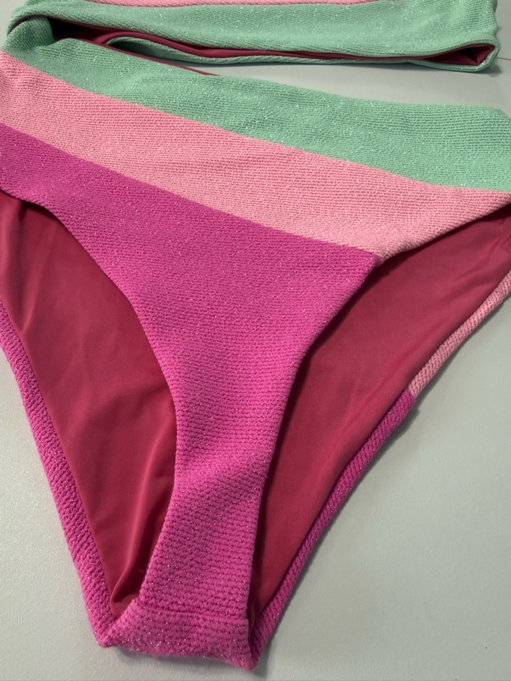 Beach Riot Joyce One Piece Crush Colorblock Glitter Cutout Swimsuit Blossom Sz M - Picture 4 of 12